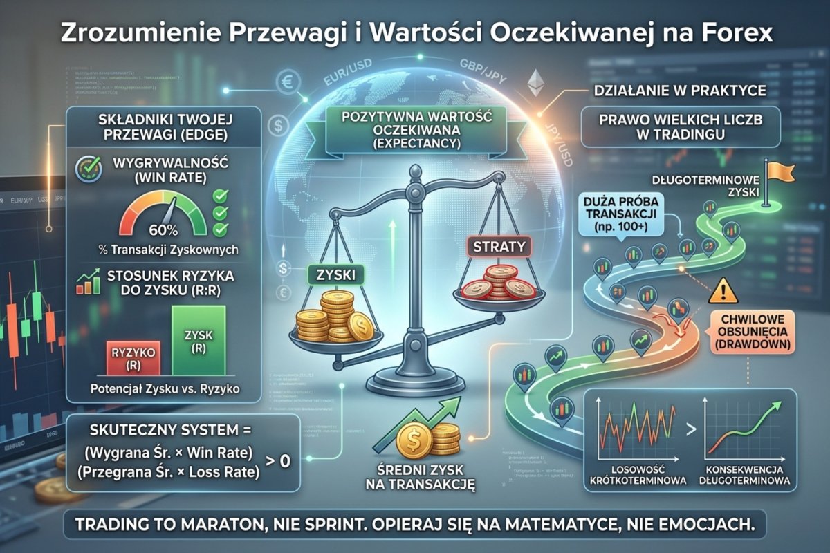 Edge i wartość oczekiwana na rynku Forex — expectancy, win rate, R:R i prawo wielkich liczb w tradingu
