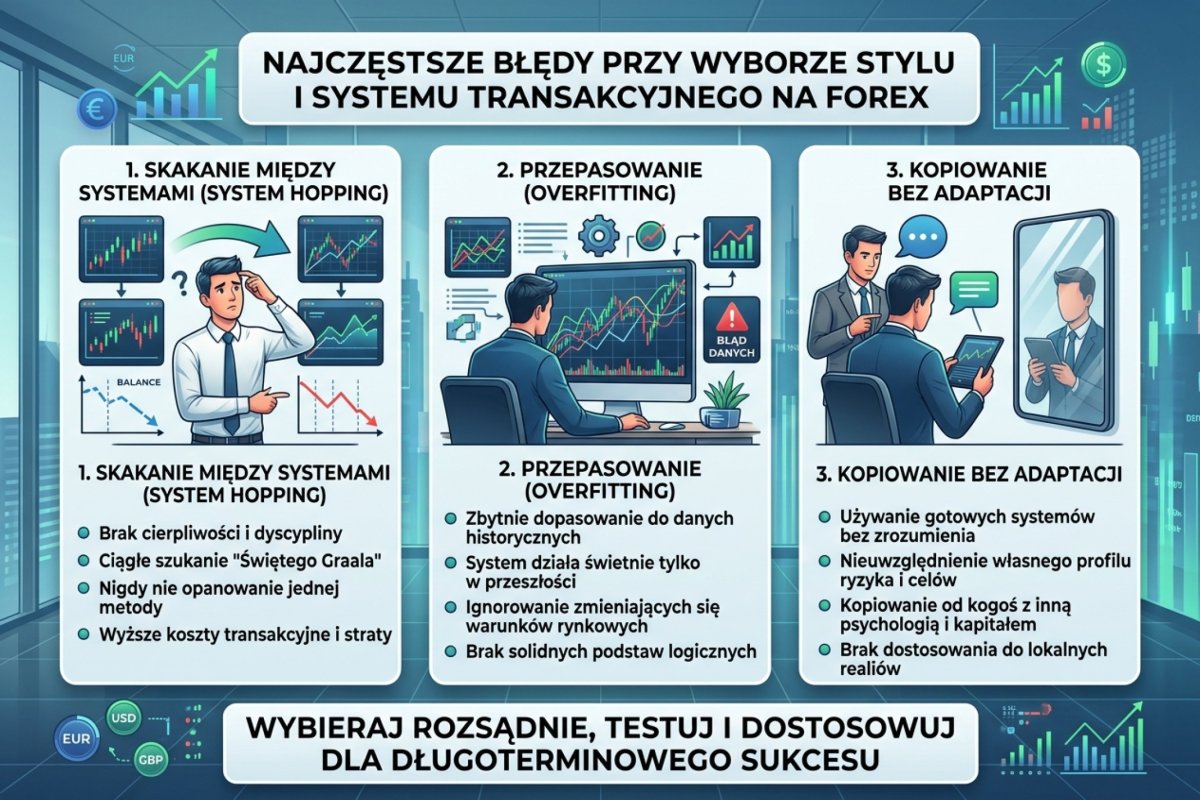 Najczęstsze błędy przy wyborze stylu i systemu transakcyjnego: system hopping, overfitting, kopiowanie bez adaptacji