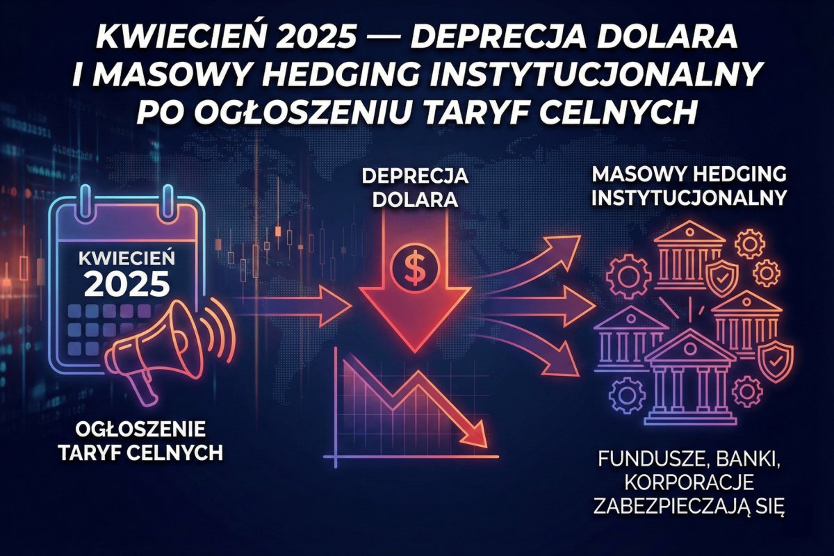 Kwiecień 2025 — deprecjacja dolara i masowy hedging instytucjonalny po ogłoszeniu taryf celnych