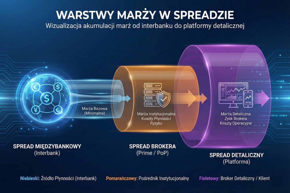 Warstwy marży w spreadzie — od interbanku do platformy detalicznej