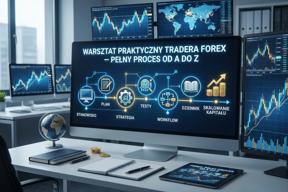 Warsztat praktyczny tradera Forex — pełny proces od A do Z: stanowisko, plan, strategia, testy, workflow, dziennik i skalowanie kapitału
