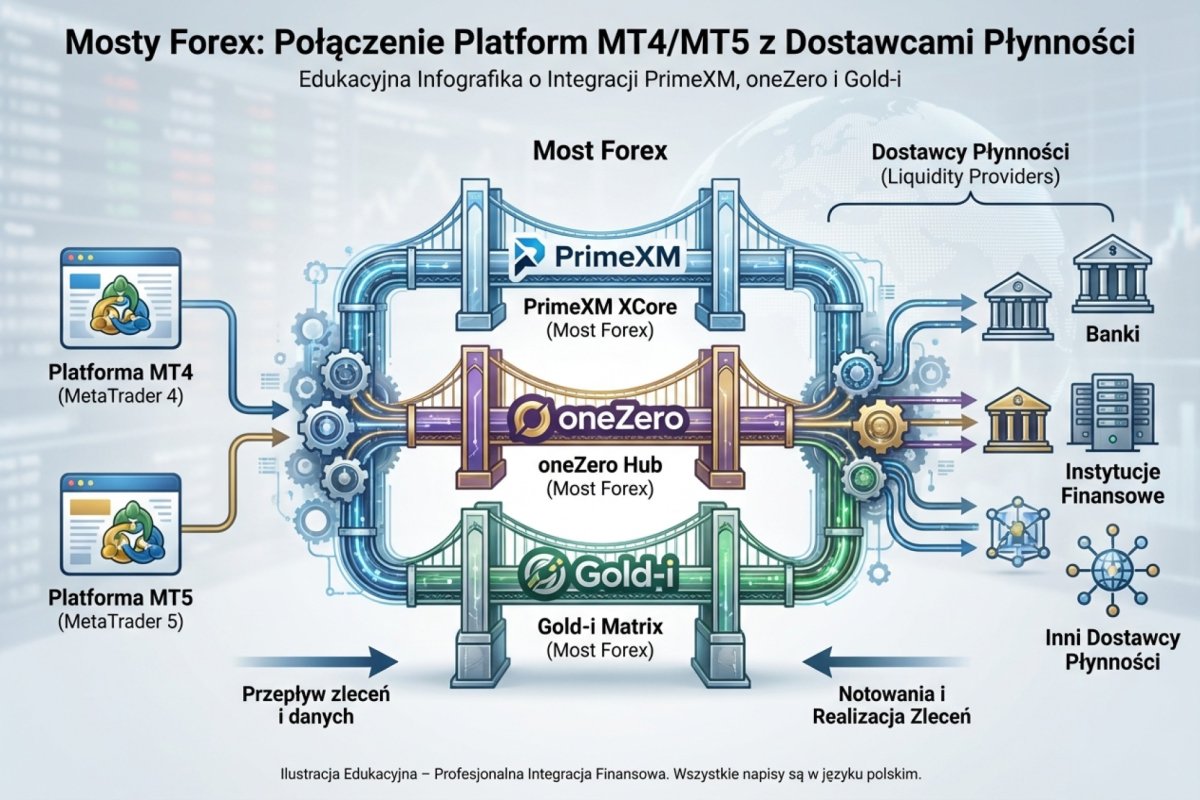 Bridge Forex — PrimeXM XCore, oneZero Hub i Gold-i Matrix łączące MT4/MT5 z liquidity providers