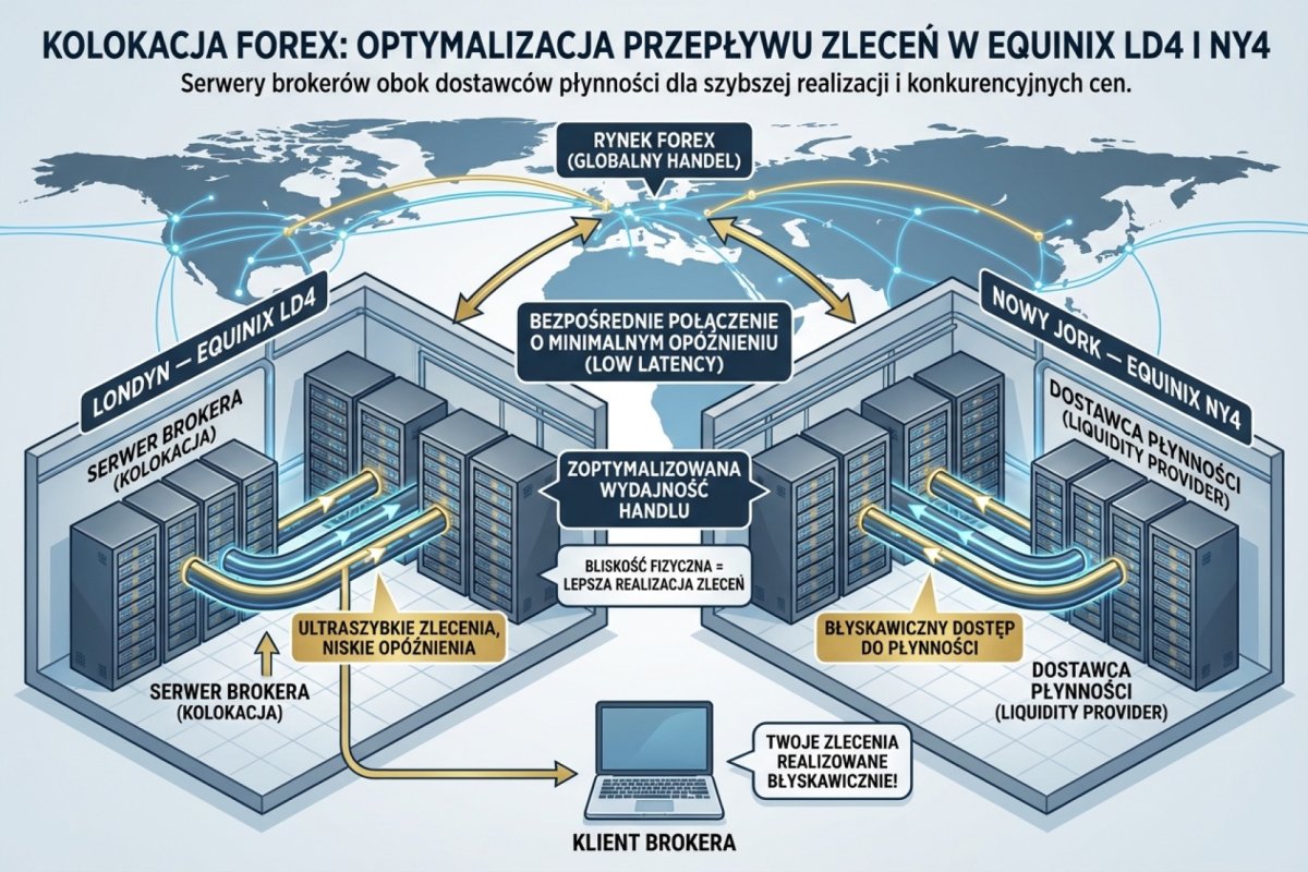 Data centers Equinix LD4 i NY4 — kolokacja serwerów brokerów obok liquidity providers