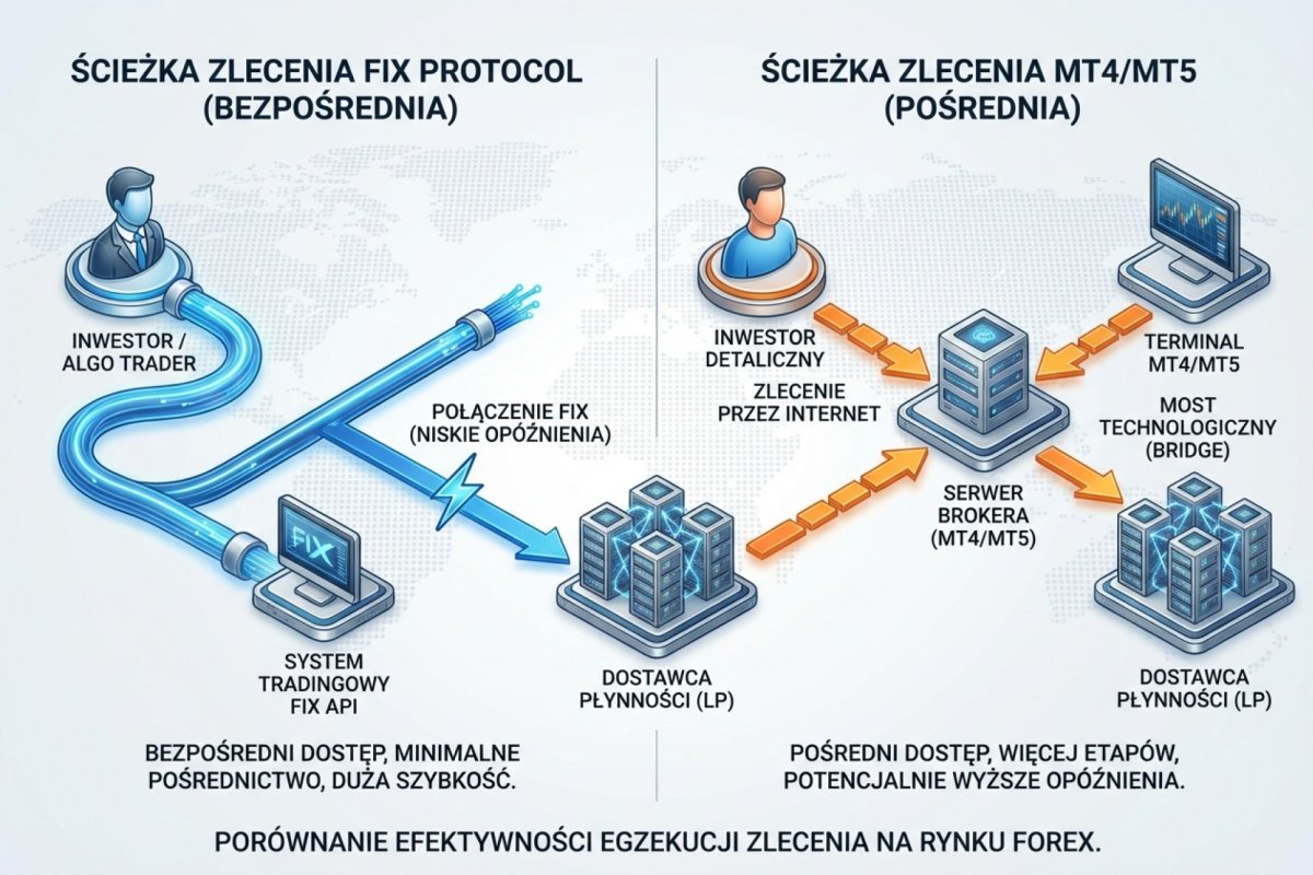 FIX Protocol vs MT4/MT5 — porównanie ścieżki zlecenia bezpośrednio do LP i przez platformę