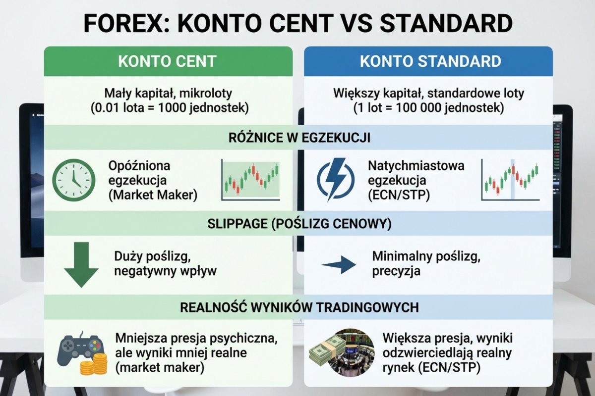 Konto Cent vs Standard — różnice w egzekucji, slippage i realności wyników tradingowych