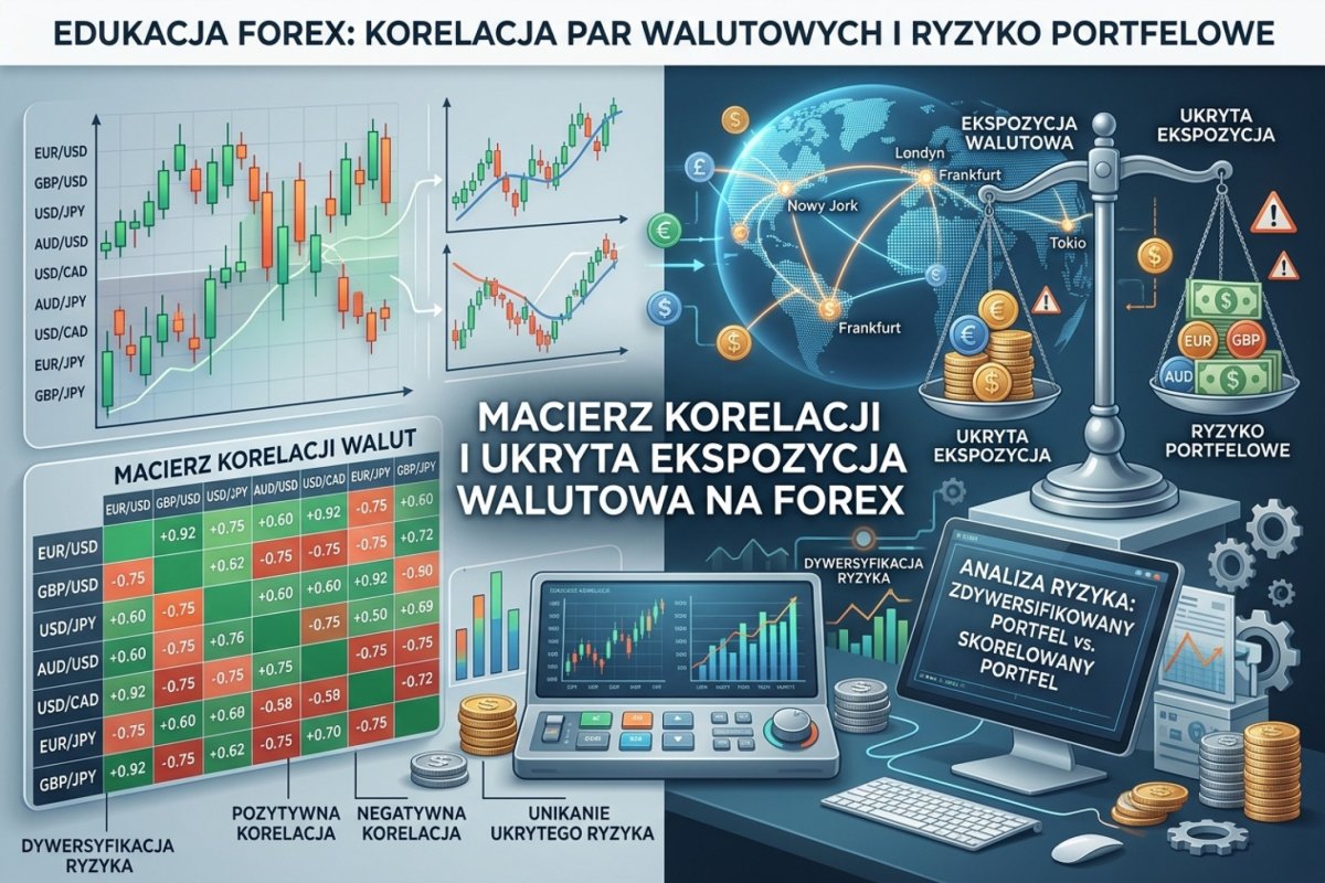 Korelacja par walutowych i ryzyko portfelowe — macierz korelacji i ukryta ekspozycja walutowa na Forex
